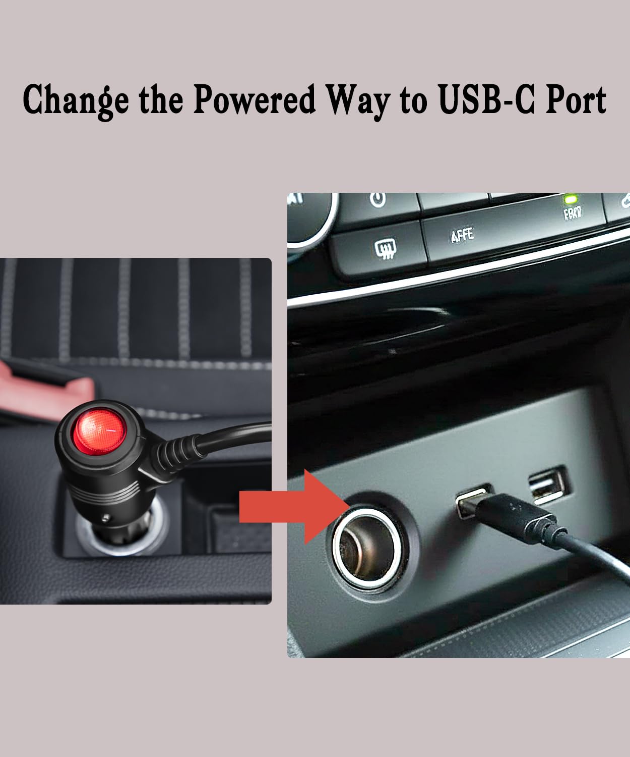 Adabuli cigarette-lighter socket replacement frees the lighter while charging USB-C devices.