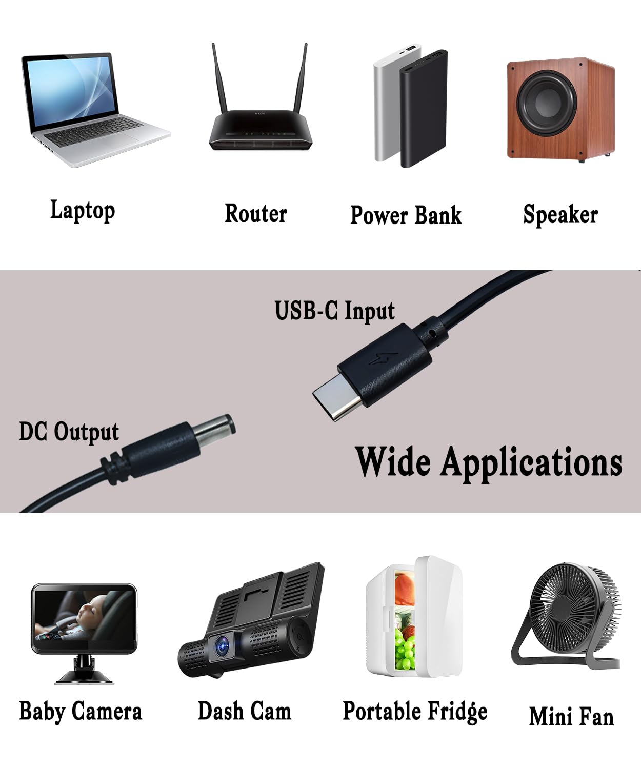 Adabuli DC 5521 12V output delivers stable car monitor power for reliable viewing.