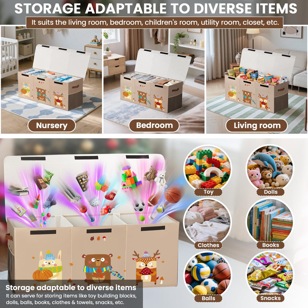 ADEHMDA 120L toy chest built-in divider aids organized toy storage.