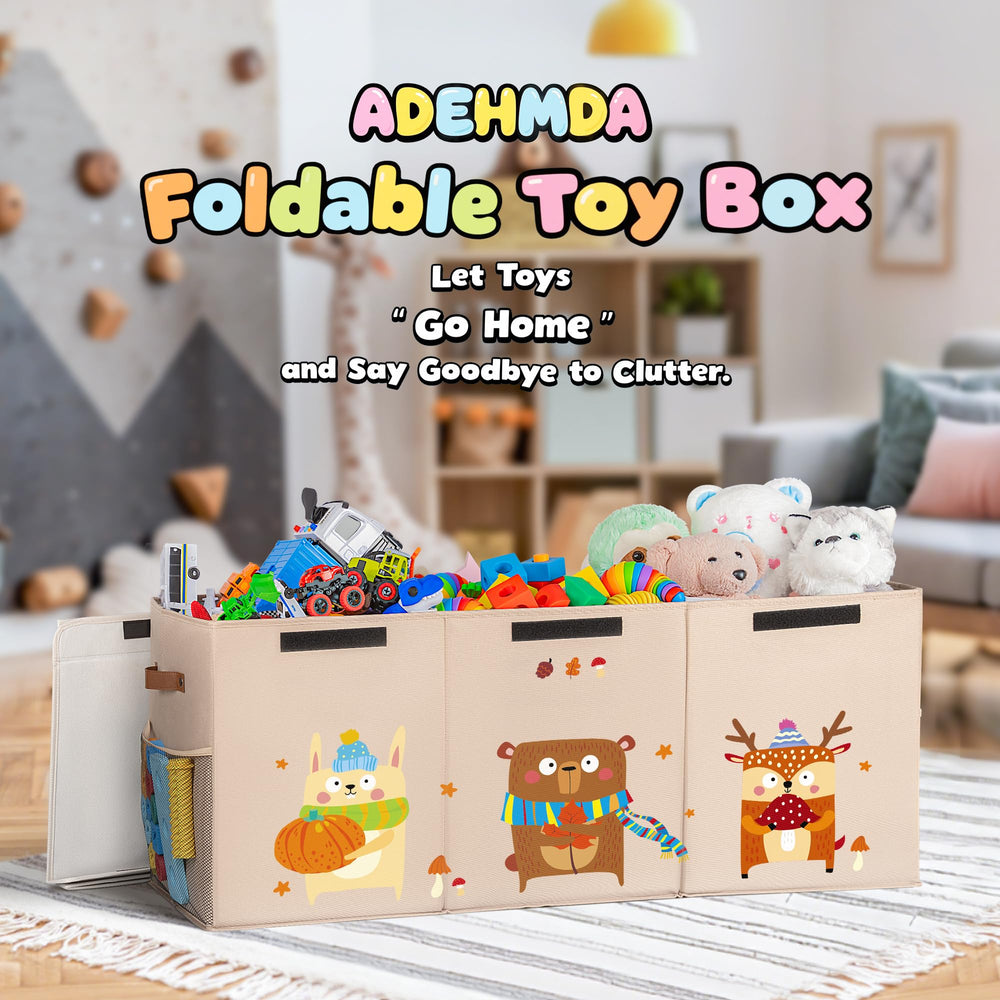 ADEHMDA 120L toy chest side mesh pockets organize small items neatly.