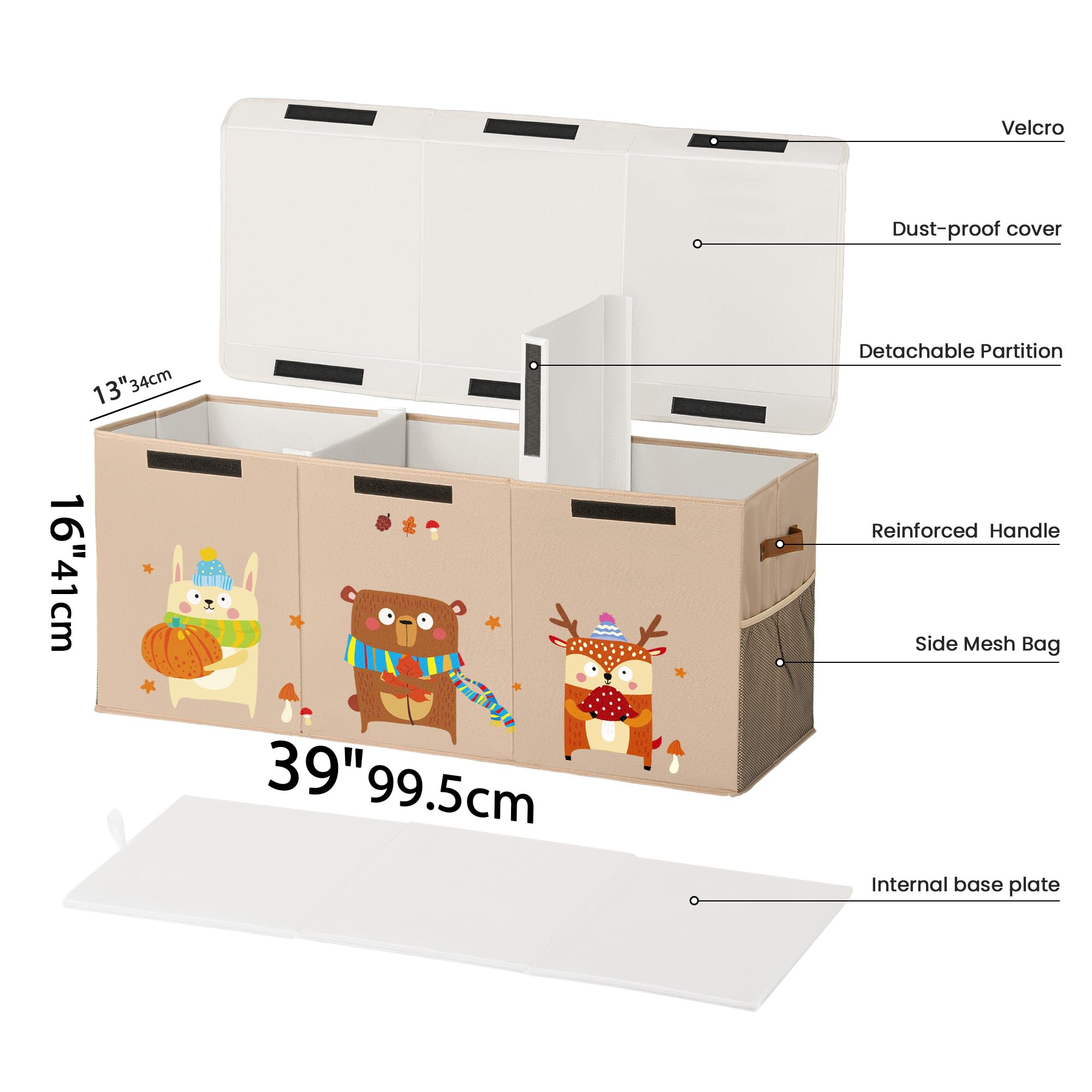 ADEHMDA 120L toy chest velcro dust-proof lid protects contents.