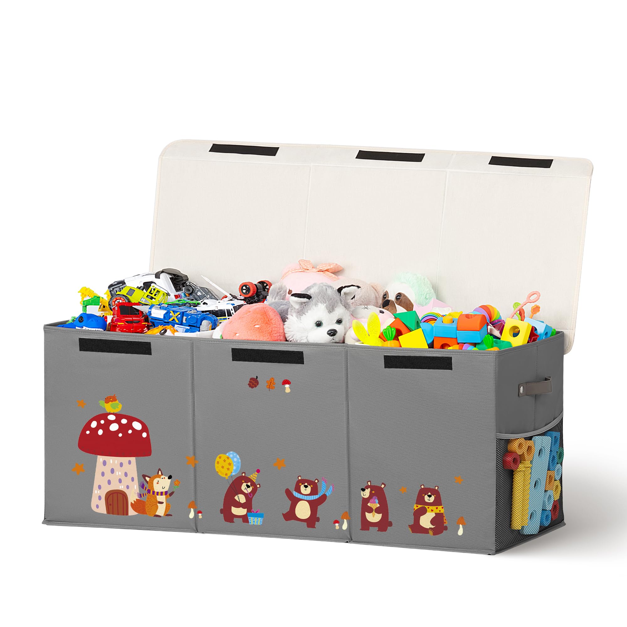 ADEHMDA 120L toy storage box with lid demonstrates dust-proof storage convenience.