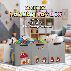 ADEHMDA toy chest with side mesh pockets keeps small parts organized.