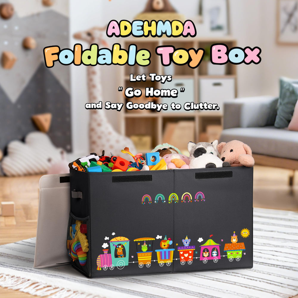 ADEHMDA 80L toy storage box folded storage demonstrates compact folding for corner use