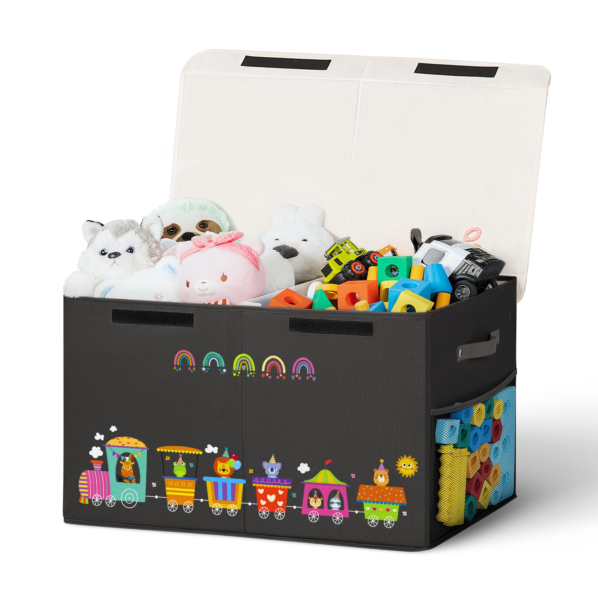 ADEHMDA 80L toy storage box lid closeup shows a dust-protecting, kid-friendly top
