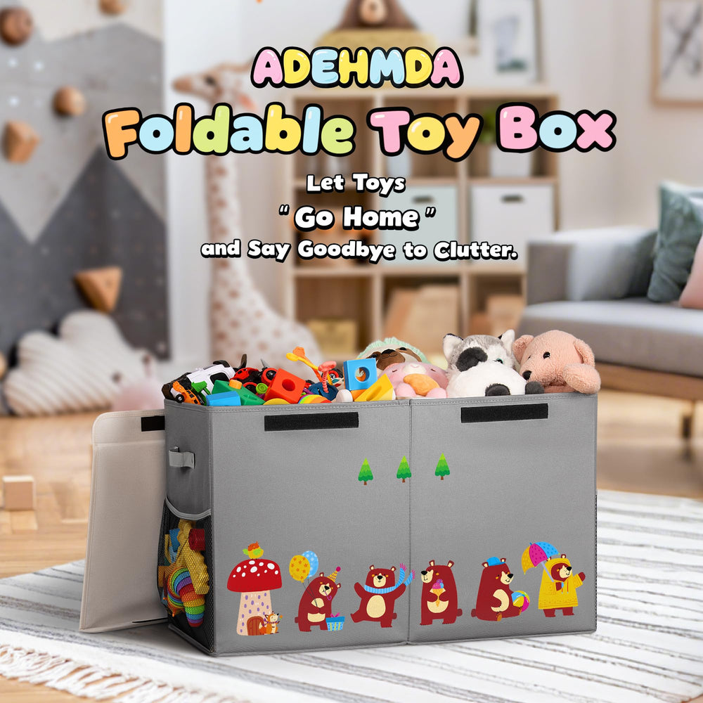 ADEHMDA 80L toy storage box open—spacious interior fits plush and blocks.