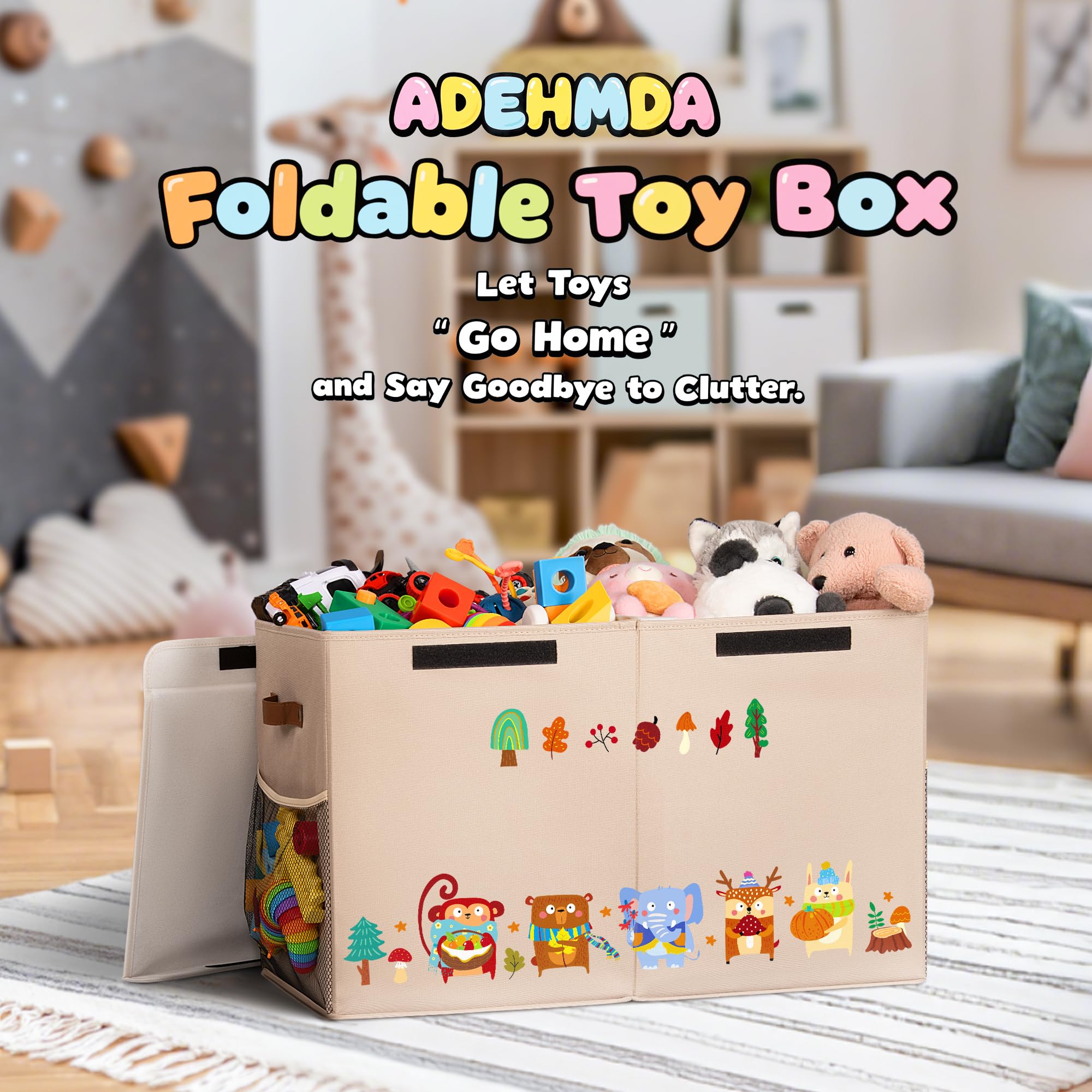 ADEHMDA 80L toy storage box open for quick access to toys and clutter-free room.