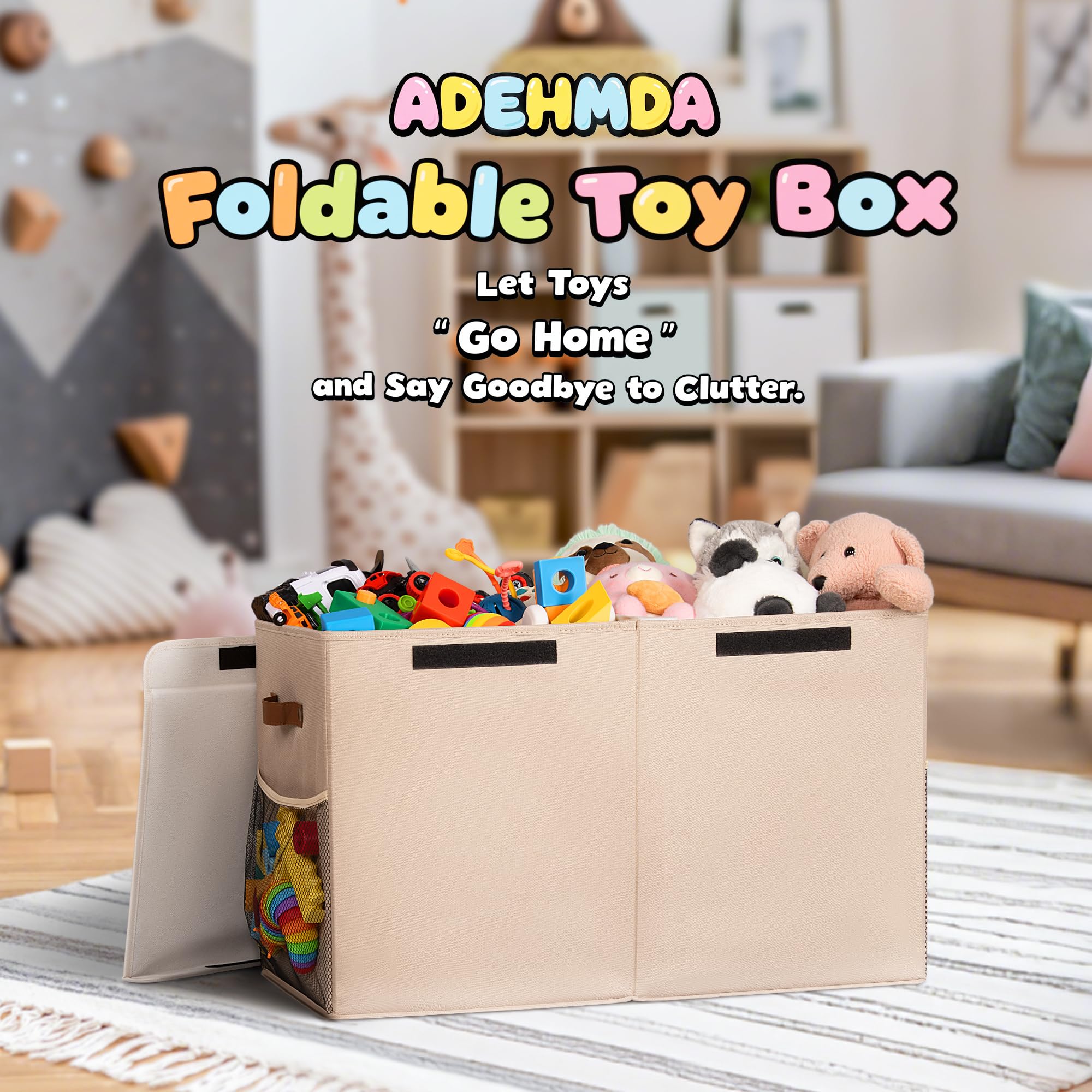 ADEHMDA foldable toy storage box saves space when not in use.