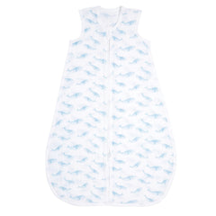aden + anais baby sleeping bag oceanic blue front view shows sleeveless breathable design