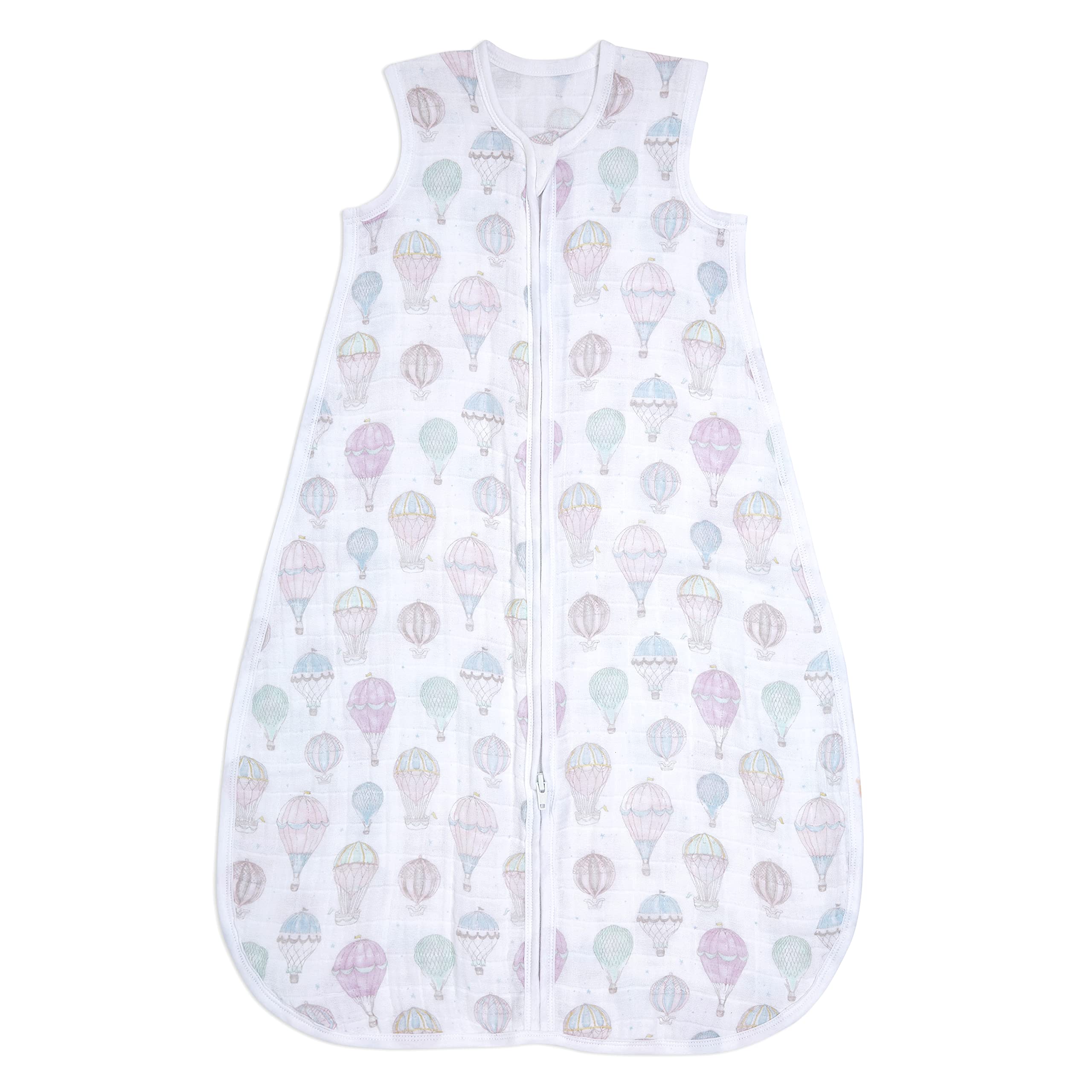 aden-anais baby sleeping bag pink front view shows breathable muslin for comfortable sleep