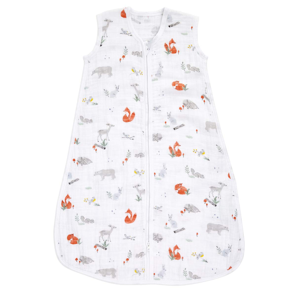 aden-anais baby sleeping bag worn in crib for safe, breathable sleep.
