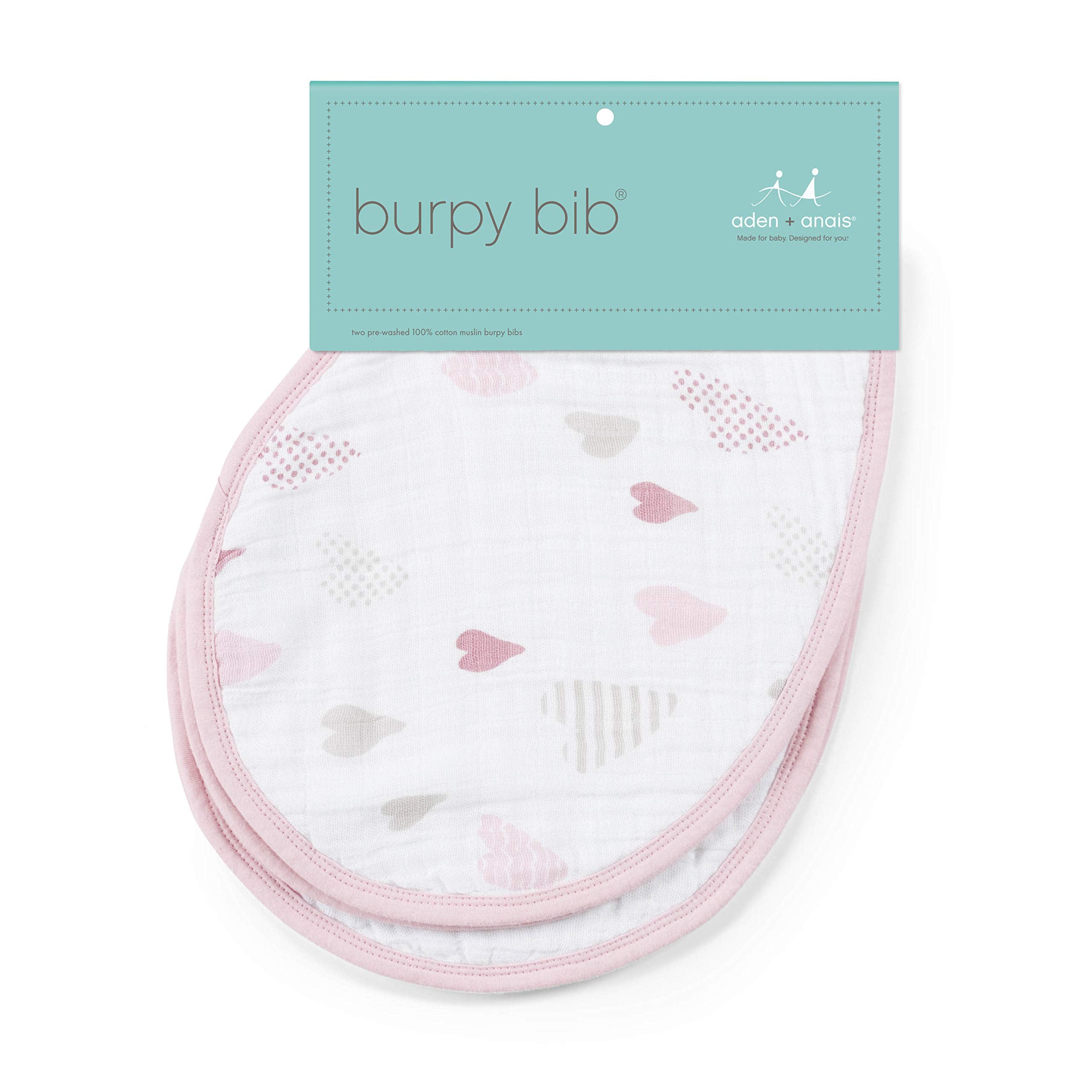 aden + anais Burpy Bib used as a burp cloth on the shoulder for mess containment.