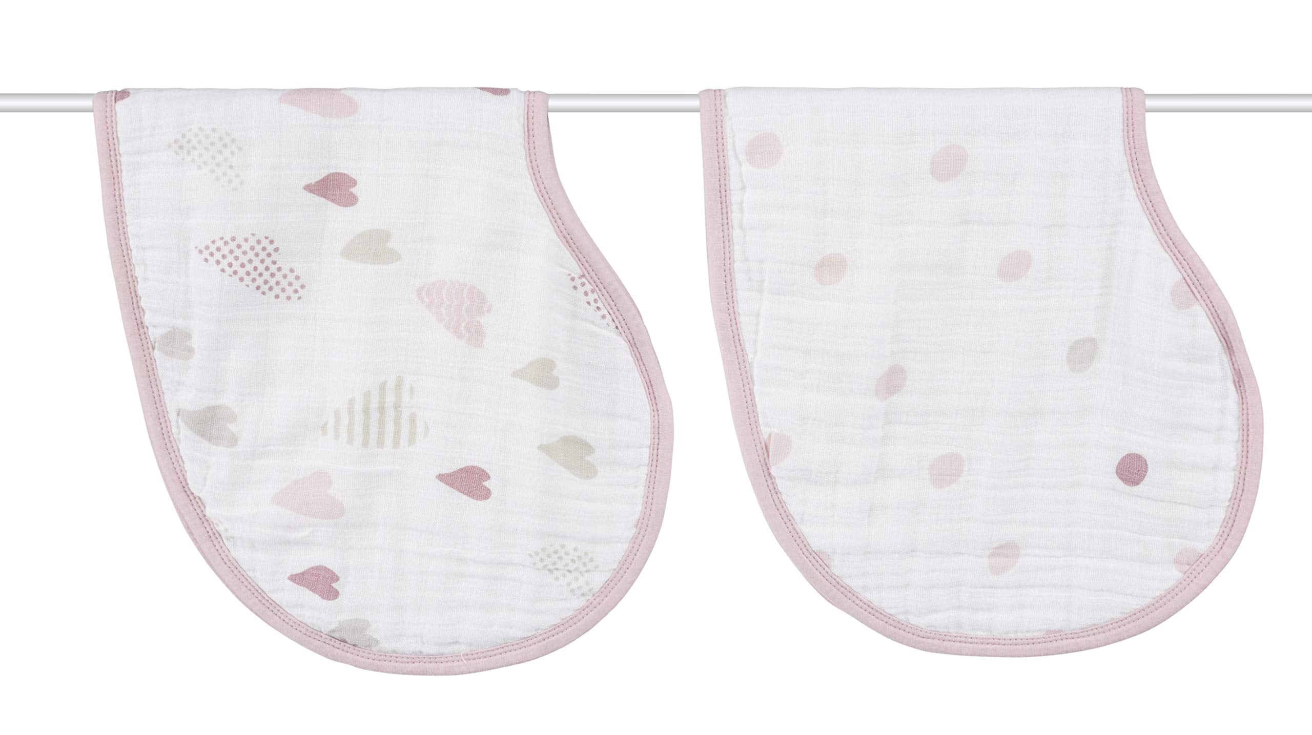 aden + anais Burpy Bib draped over baby shoulder for full-coverage protection.