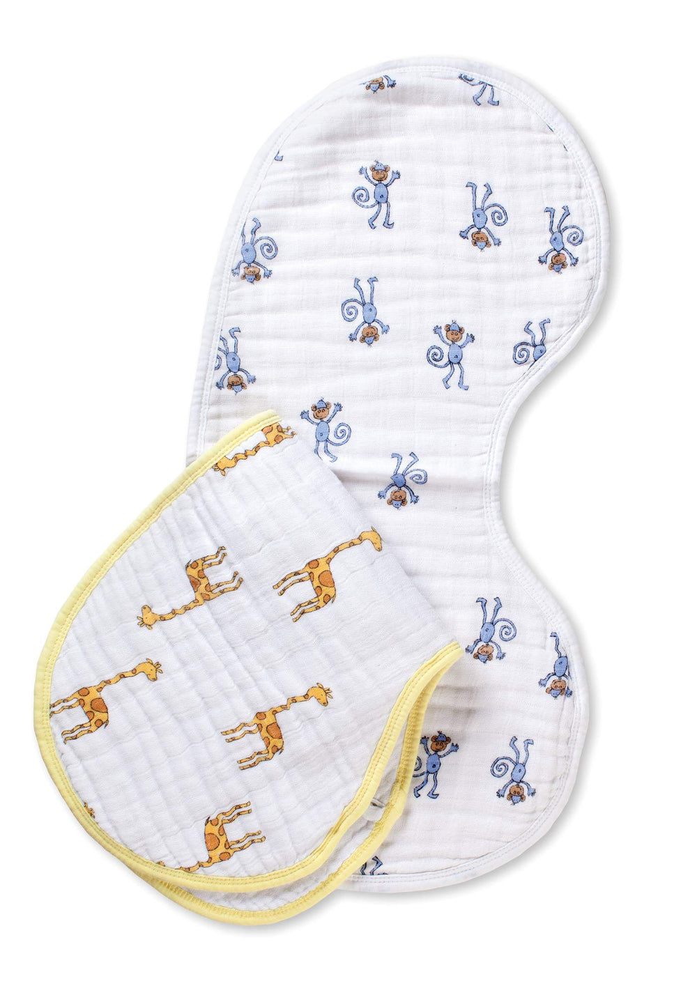 aden + anais Burpy Bib Jungle Jam shoulder-drape shows versatile, no-slip burp cloth protection