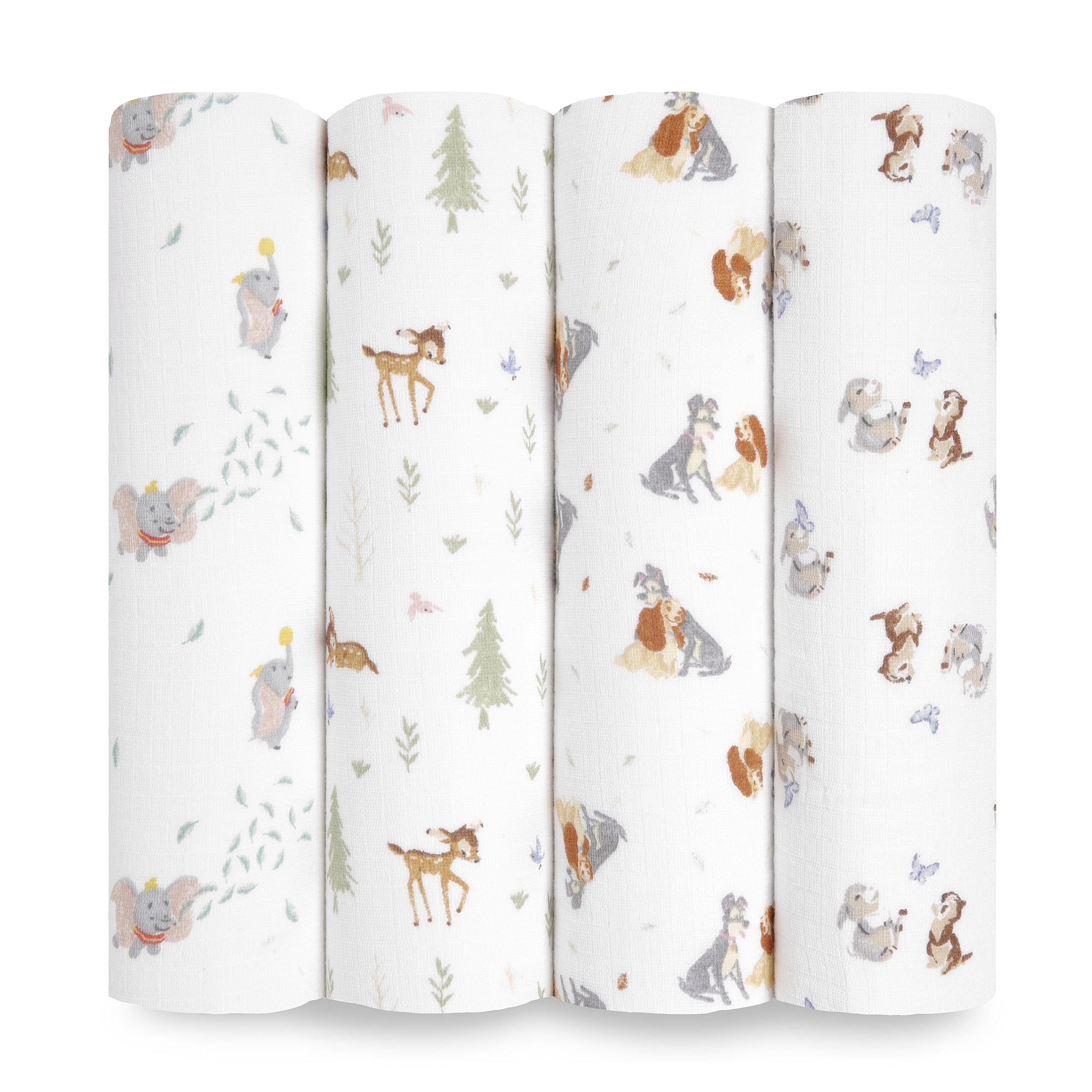 aden + anais Disney baby muslin swaddle blanket used for cozy swaddling with breathable cotton.