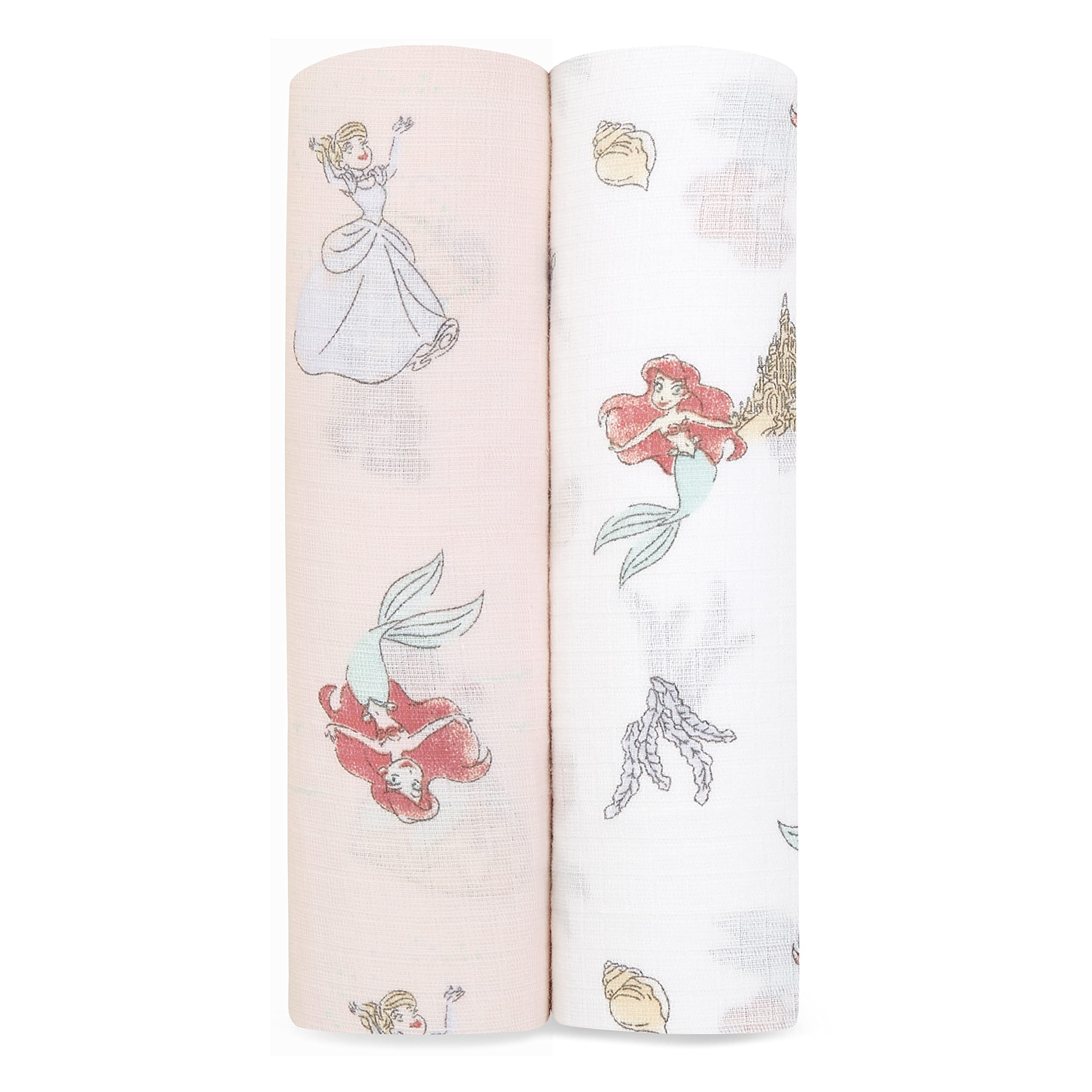 Aden + Anais Disney Princess swaddle blanket with cozy princess pattern for newborns.