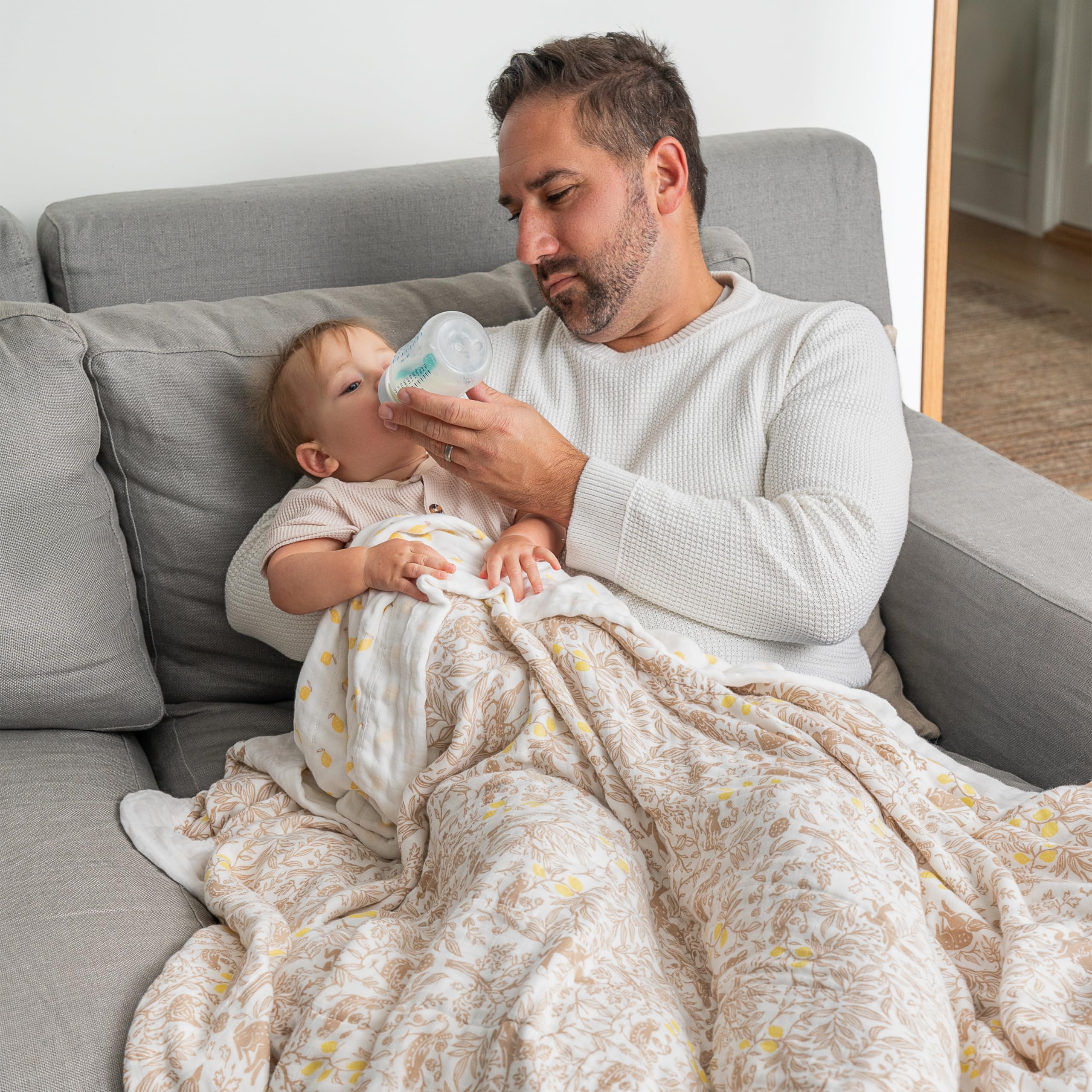 aden + anais Dream Blanket natural woodland print with gender-neutral style
