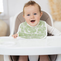aden + anais Essentials bib laid flat to highlight durable, machine-washable three-layer muslin