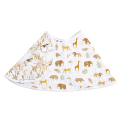 aden + anais burpy bib closeup shows four-layer muslin coverage for spills