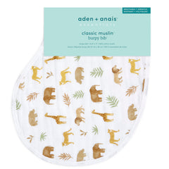 aden + anais burpy bib draped on baby shoulders demonstrates secure contour and drape