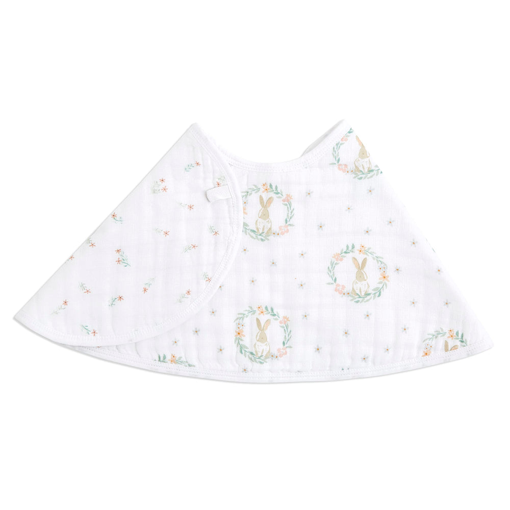 Aden + Anais Essentials burpy bib with wide coverage keeps clothes dry during feeding