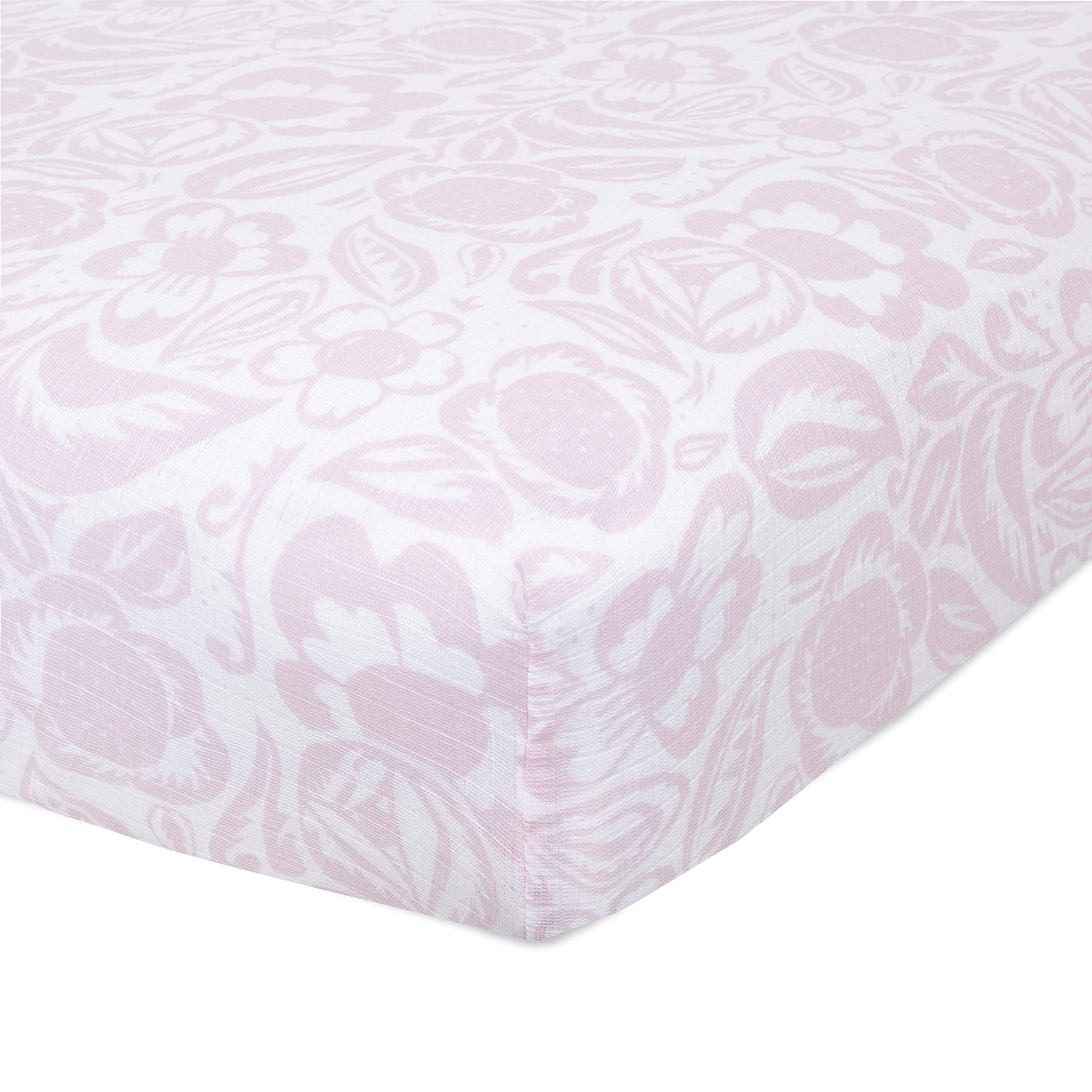 aden + anais Essentials Classic Crib Sheet folded, showing soft muslin and snug fit for baby sleep