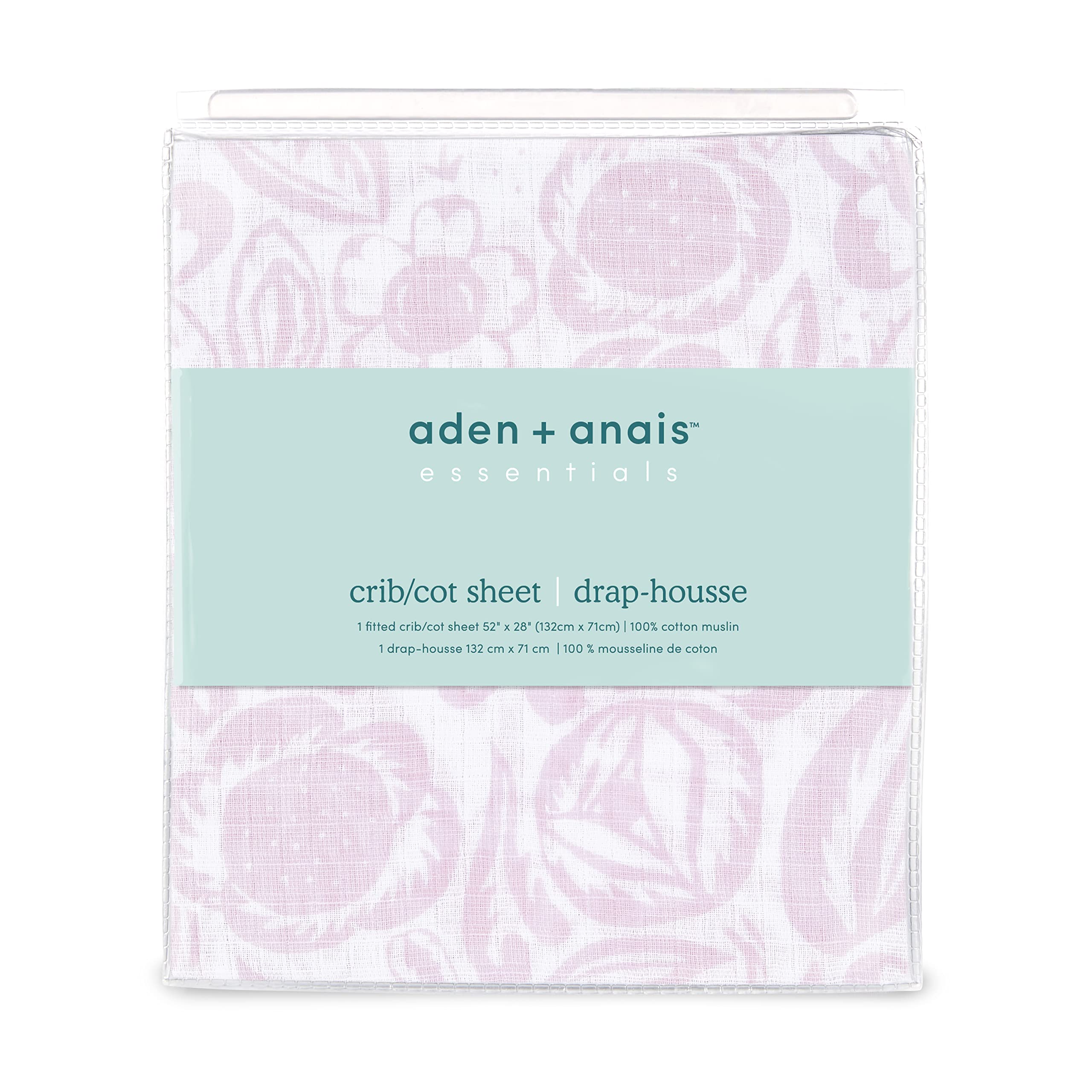 Close-up of aden + anais Essentials Classic Crib Sheet muslin texture for softness and breathability