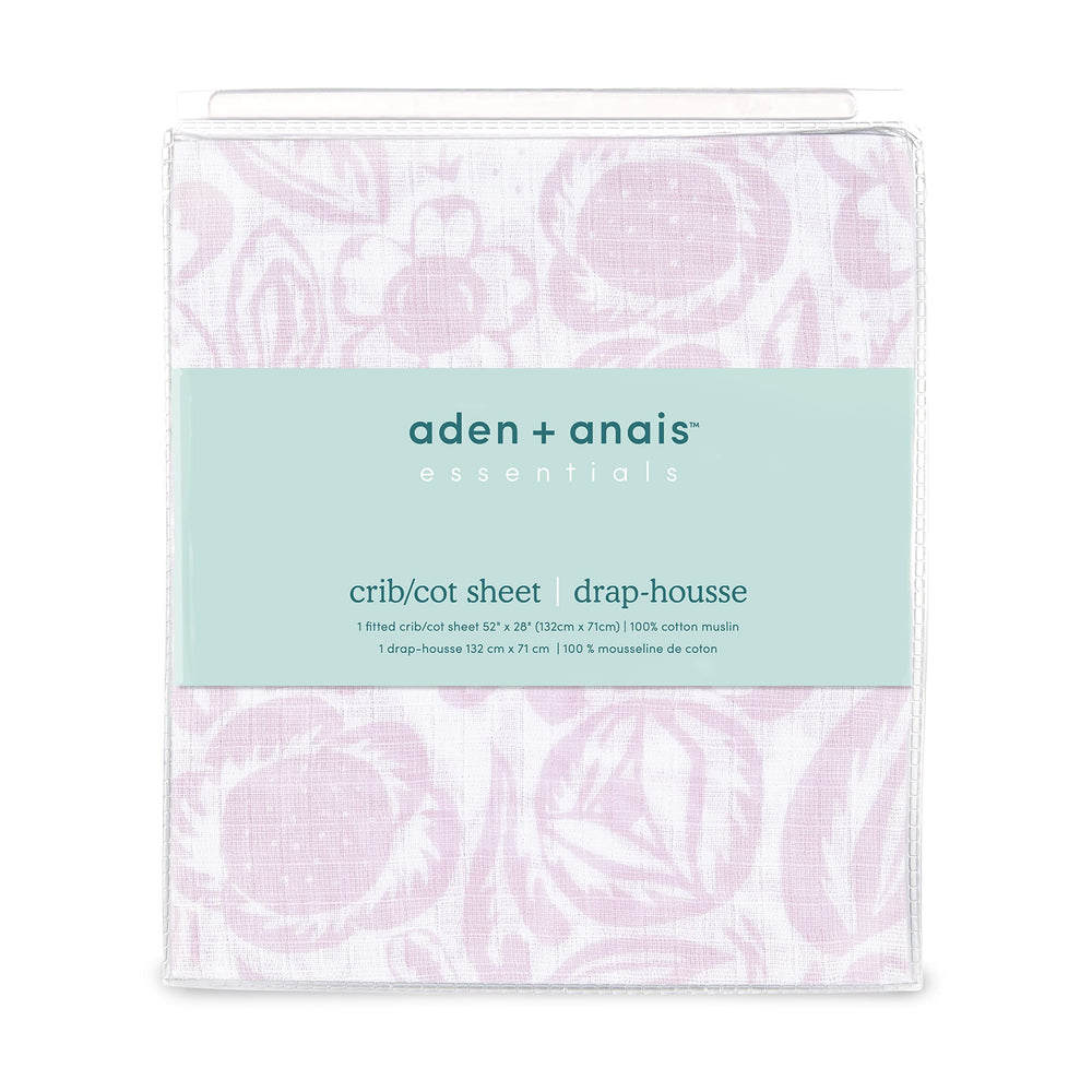 Close-up of aden + anais Essentials Classic Crib Sheet muslin texture for softness and breathability