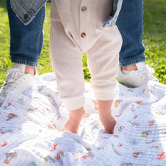 aden + anais Essentials Dream Blanket in a nursery, highlighting 44x44 inch coverage