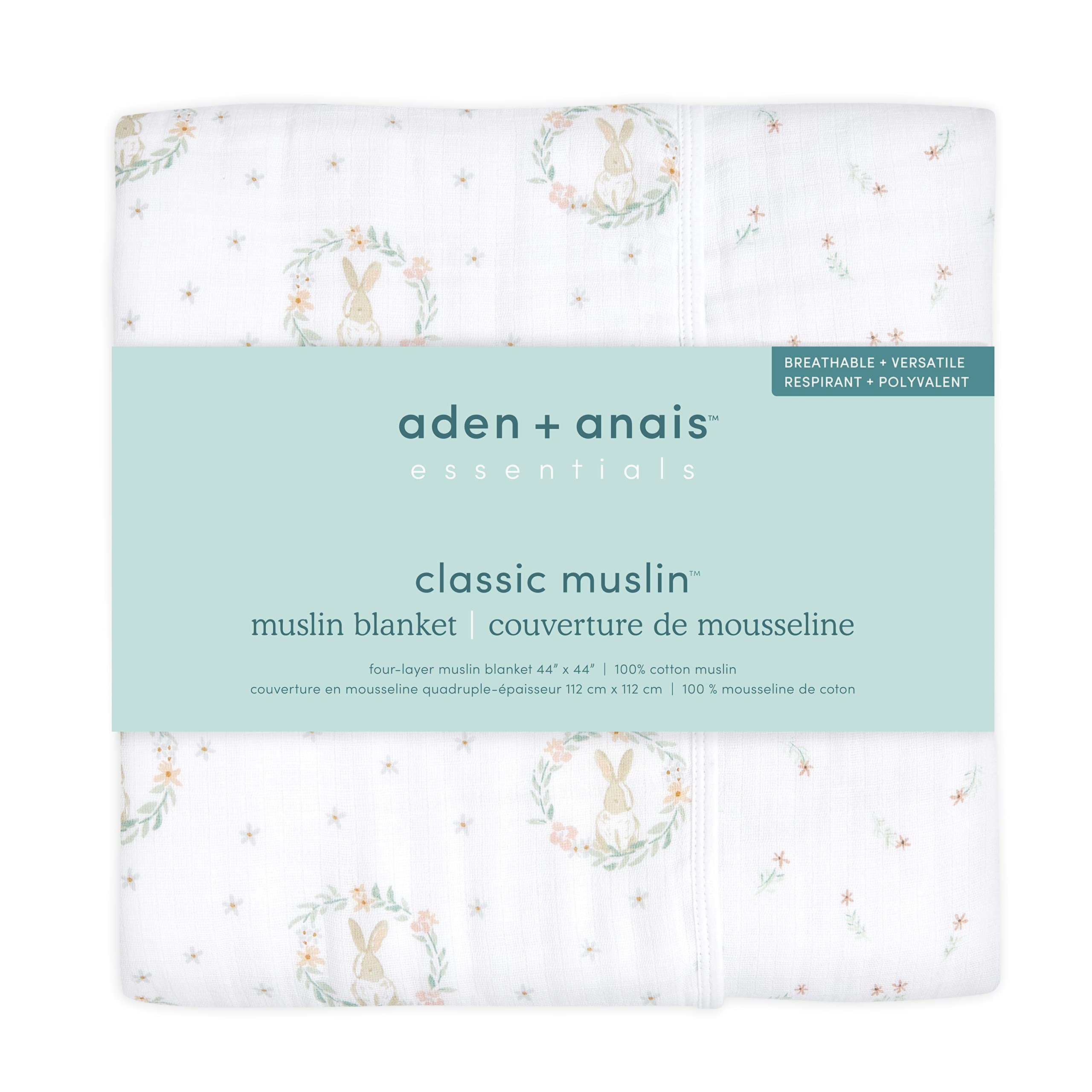 aden + anais Essentials Dream Blanket during tummy time for breathable, soft play.
