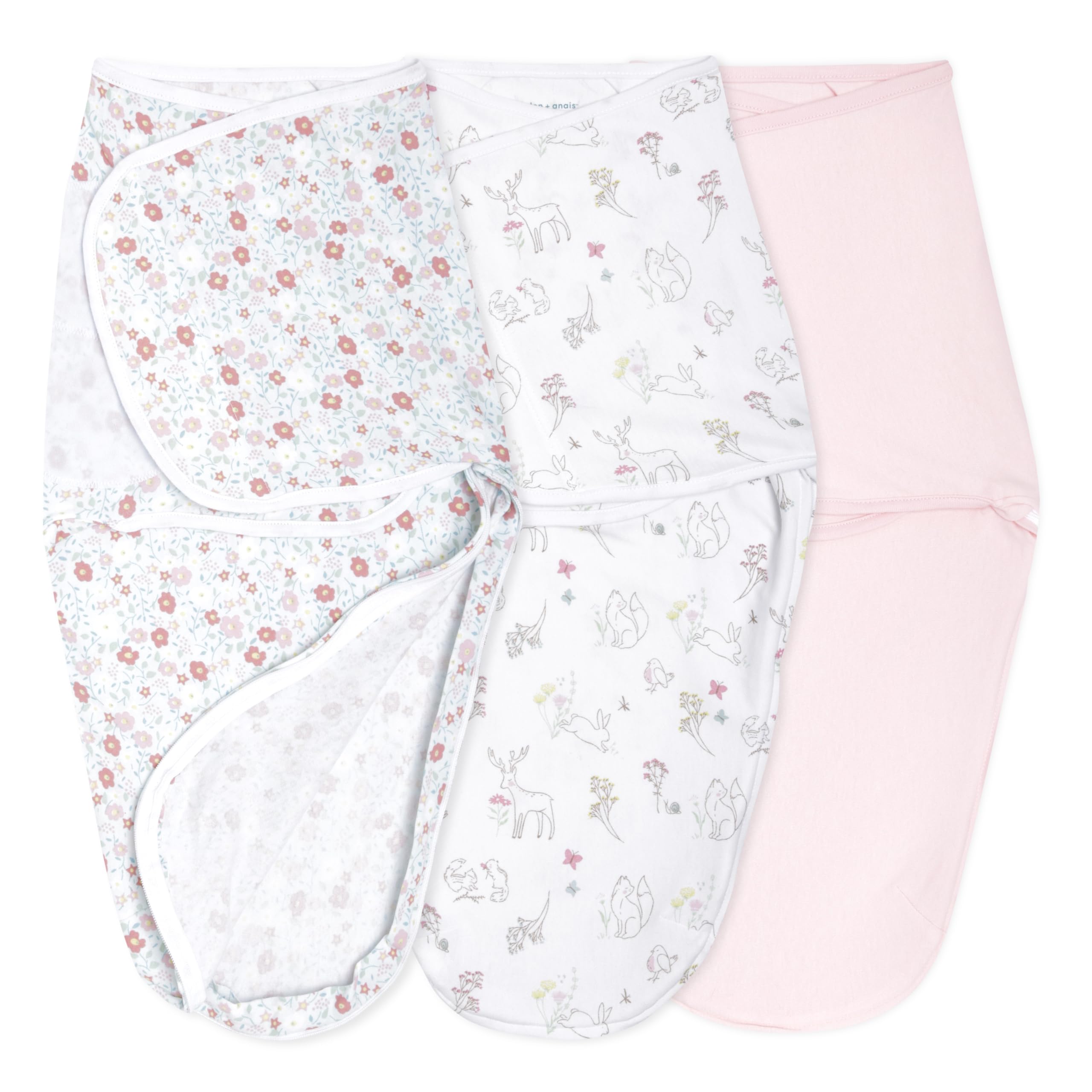 Aden + anais Essentials Easy Wrap Swaddle in flat layout promotes simple, calming swaddling for newborns.