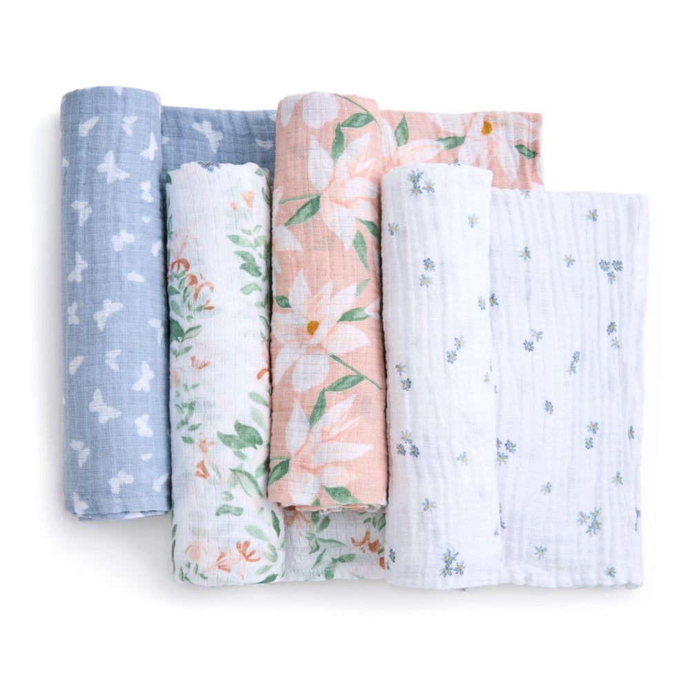 aden + anais multiuse blanket in nursery setup for swaddling and more.