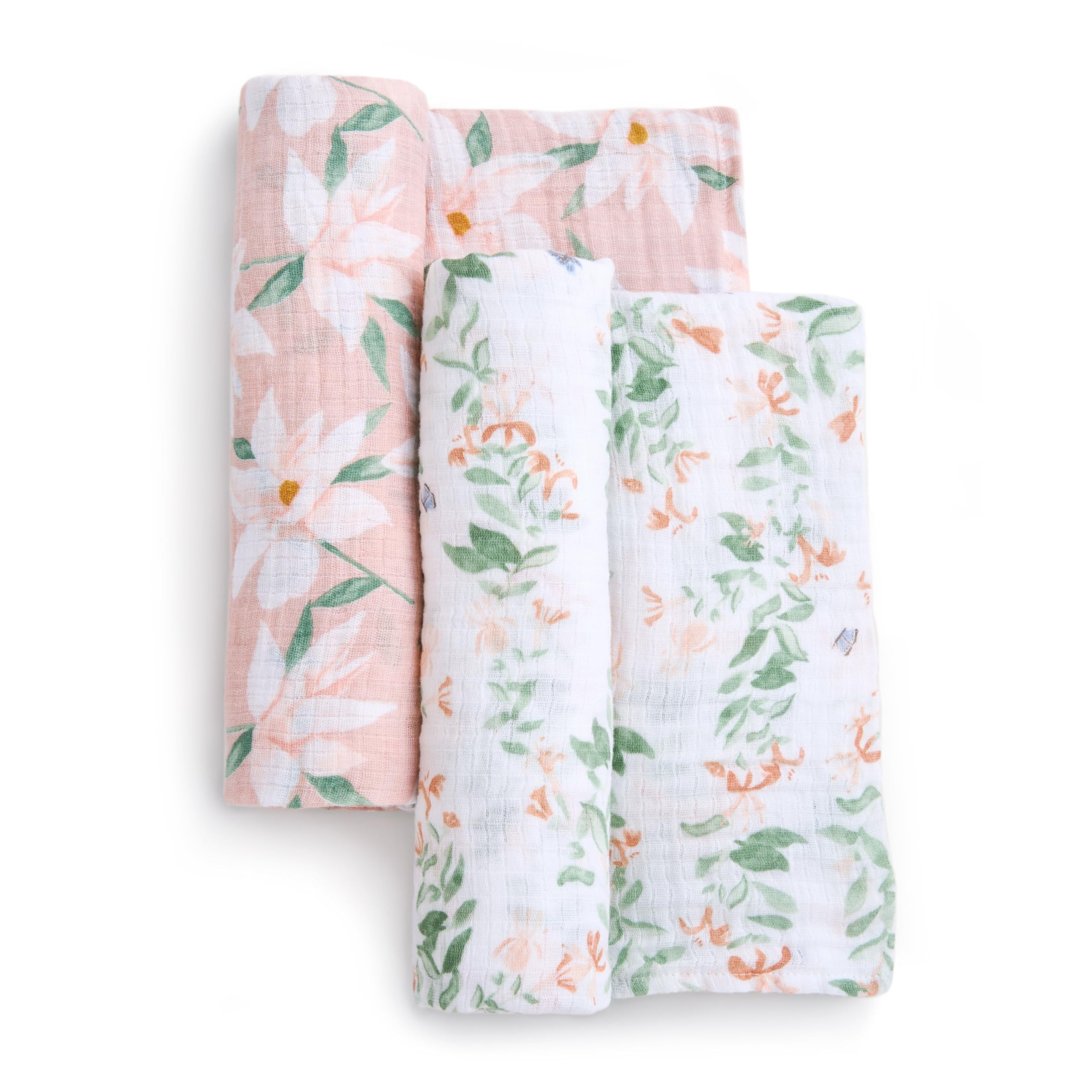 aden + anais Butterfly Garden closeup fabric reveals soft muslin texture and growing softness