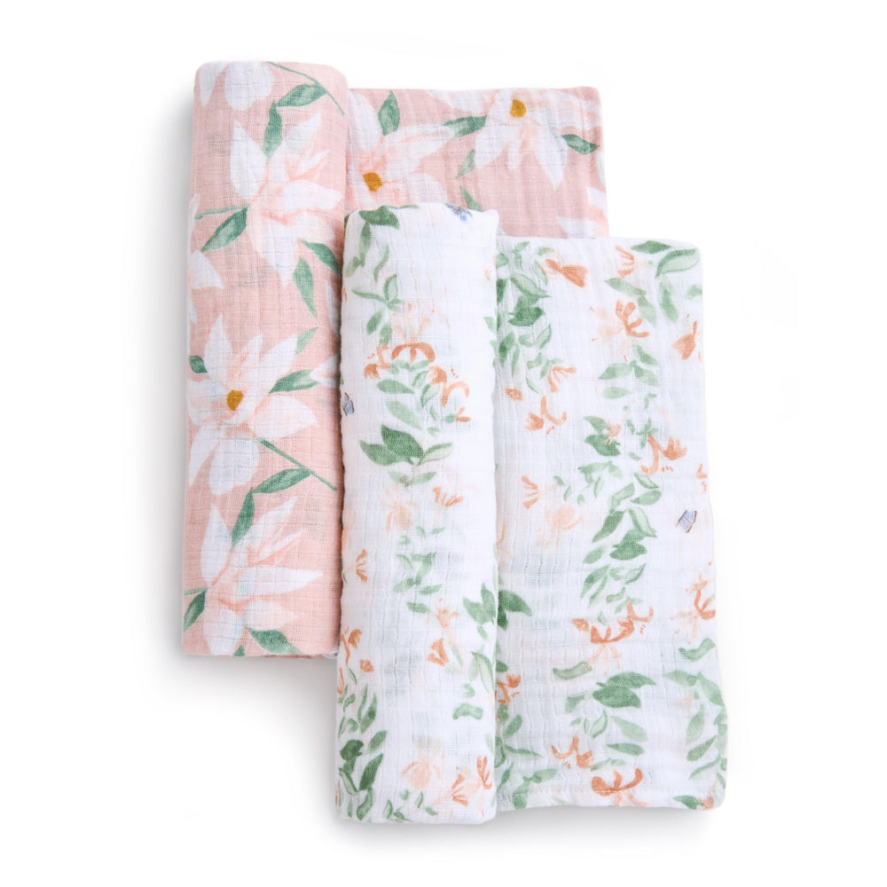 aden + anais Butterfly Garden closeup fabric reveals soft muslin texture and growing softness