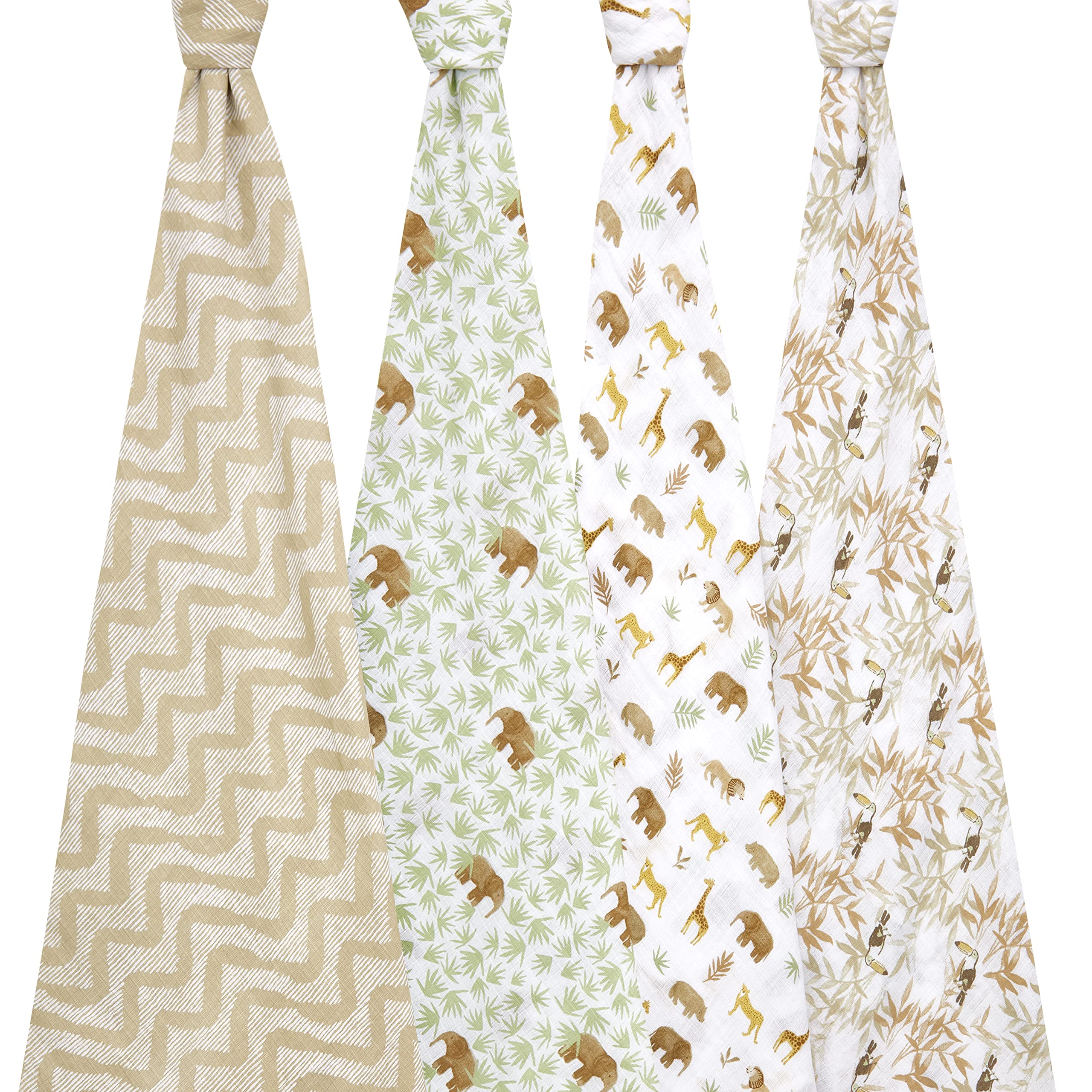 aden + anais Essentials muslin swaddle used as stroller cover for sun protection and privacy.