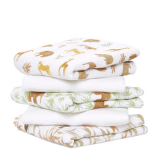 aden + anais Essentials Musy Squares packed in a diaper bag for on the go mess control