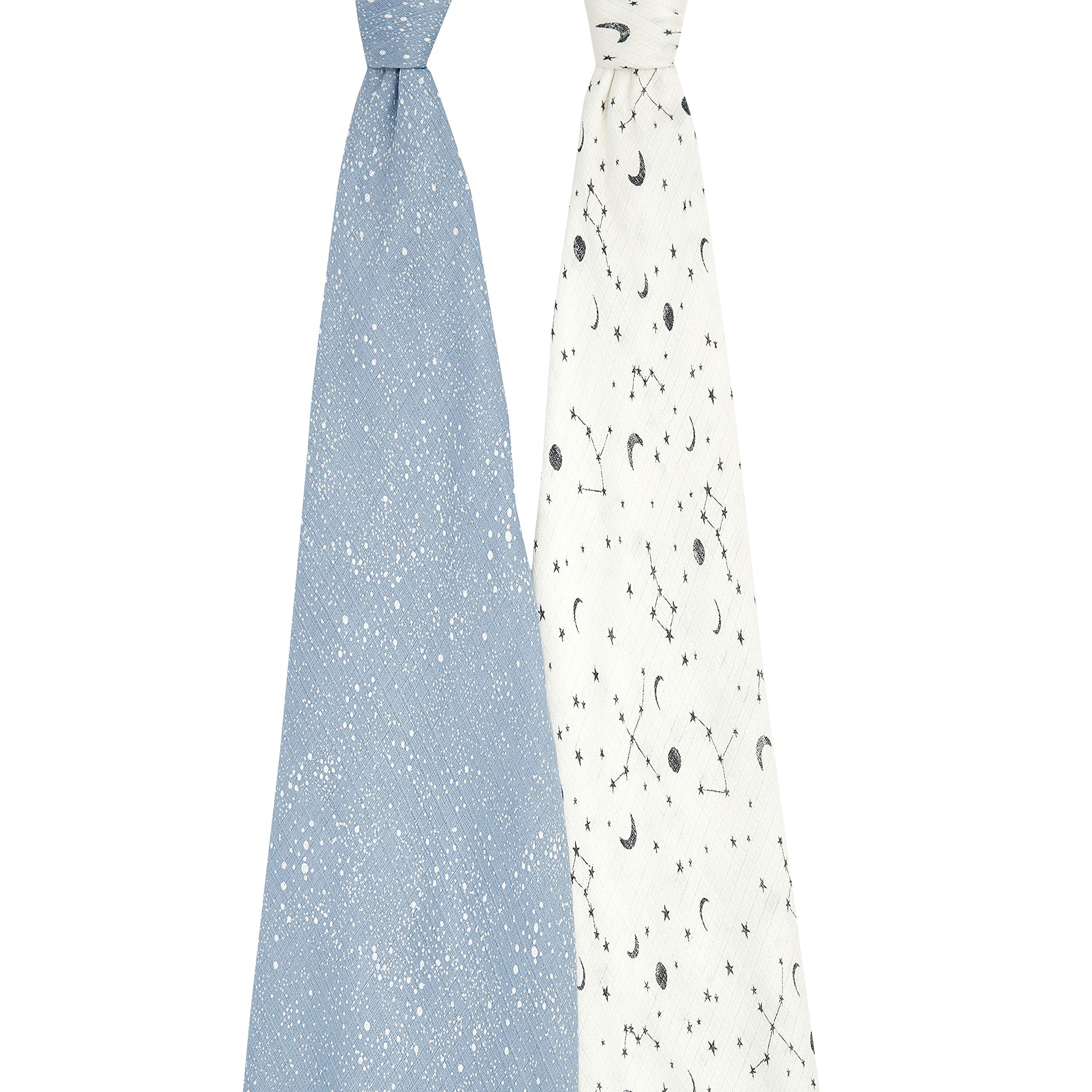 aden + anais Essentials Silky Soft Swaddle Cosmic Galaxy folded for compact, travel-ready storage