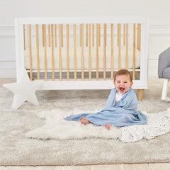 aden + anais Essentials Silky Soft Swaddle Cosmic Galaxy used as nursing cover for discreet feeding