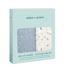 aden + anais Essentials Silky Soft Swaddle Cosmic Galaxy used as a stroller cover for sun protection