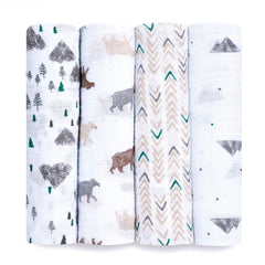 aden + anais Essentials Swaddle Bear Print for newborn comfort and breathable warmth.