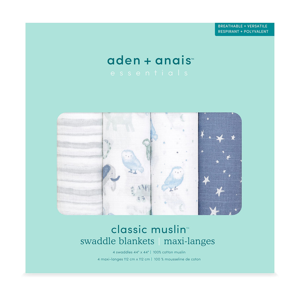 aden + anais Essentials swaddle blanket close-up reveals breathable cotton muslin texture.