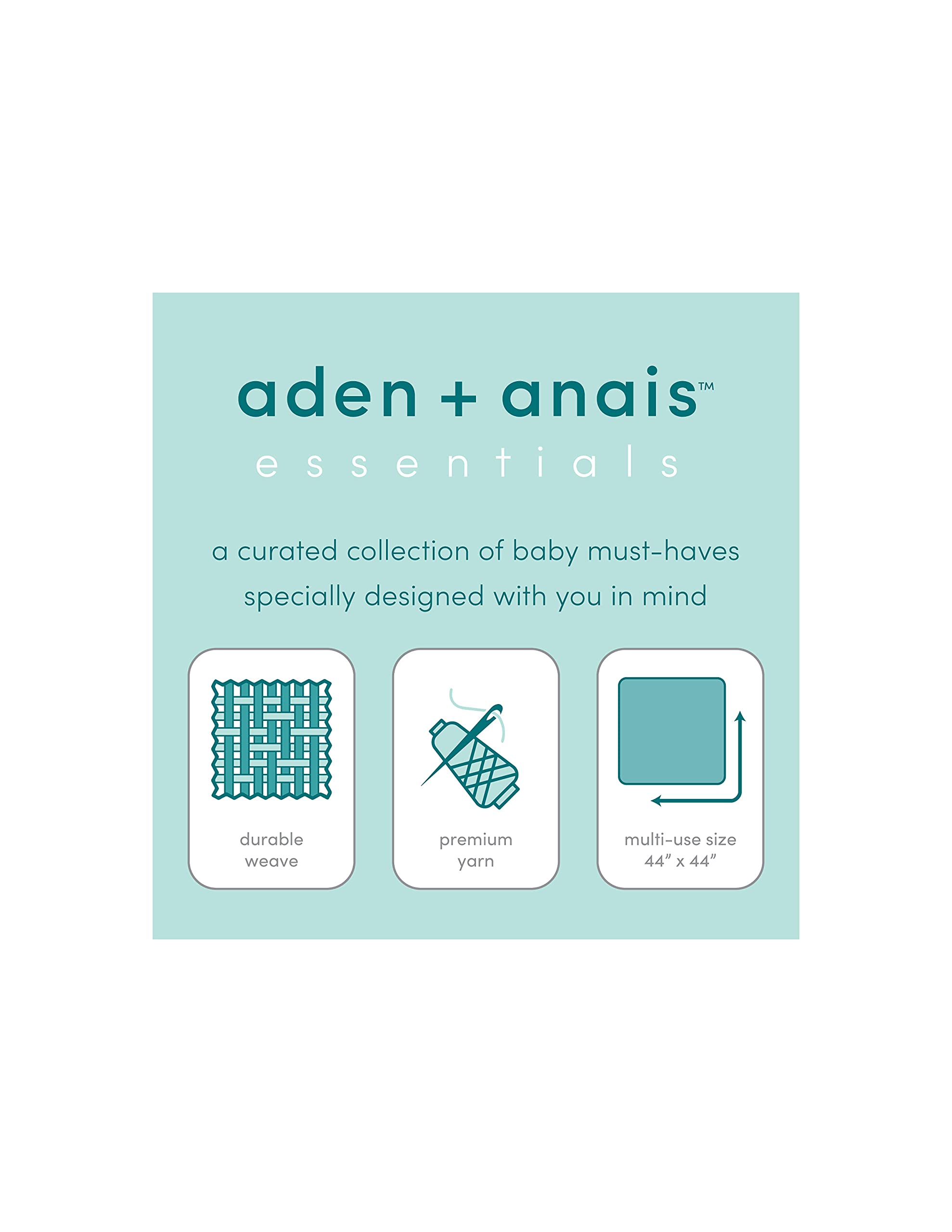 aden + anais Essentials machine washable swaddle, stays soft after many washes