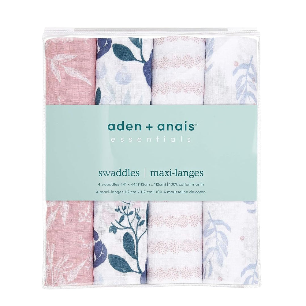 aden + anais Flower's Bloom swaddle used as stroller cover to protect baby from breeze.