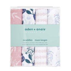 aden + anais Flower's Bloom swaddle used as stroller cover to protect baby from breeze.
