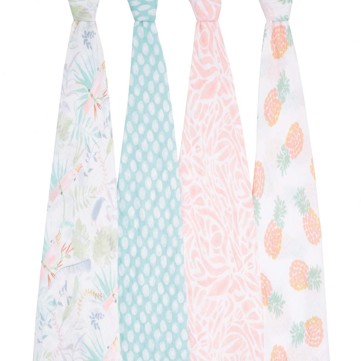 aden + anais Essentials Swaddle Tropicalia blanket wrapped as a receiving blanket