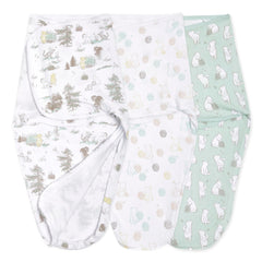 aden + anaïs Winnie swaddle close-up showing snug fit for soothing newborn sleep