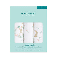 aden + anais Essentials washcloth three-layer absorbent fabric for quick spill cleanup.