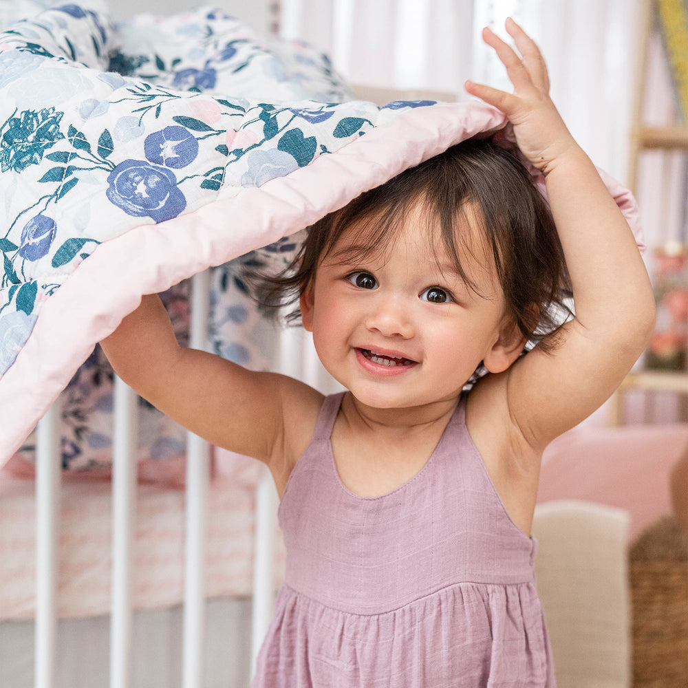 aden + anais Flowers Bloom blanket front muslin, back poplin for versatile warmth