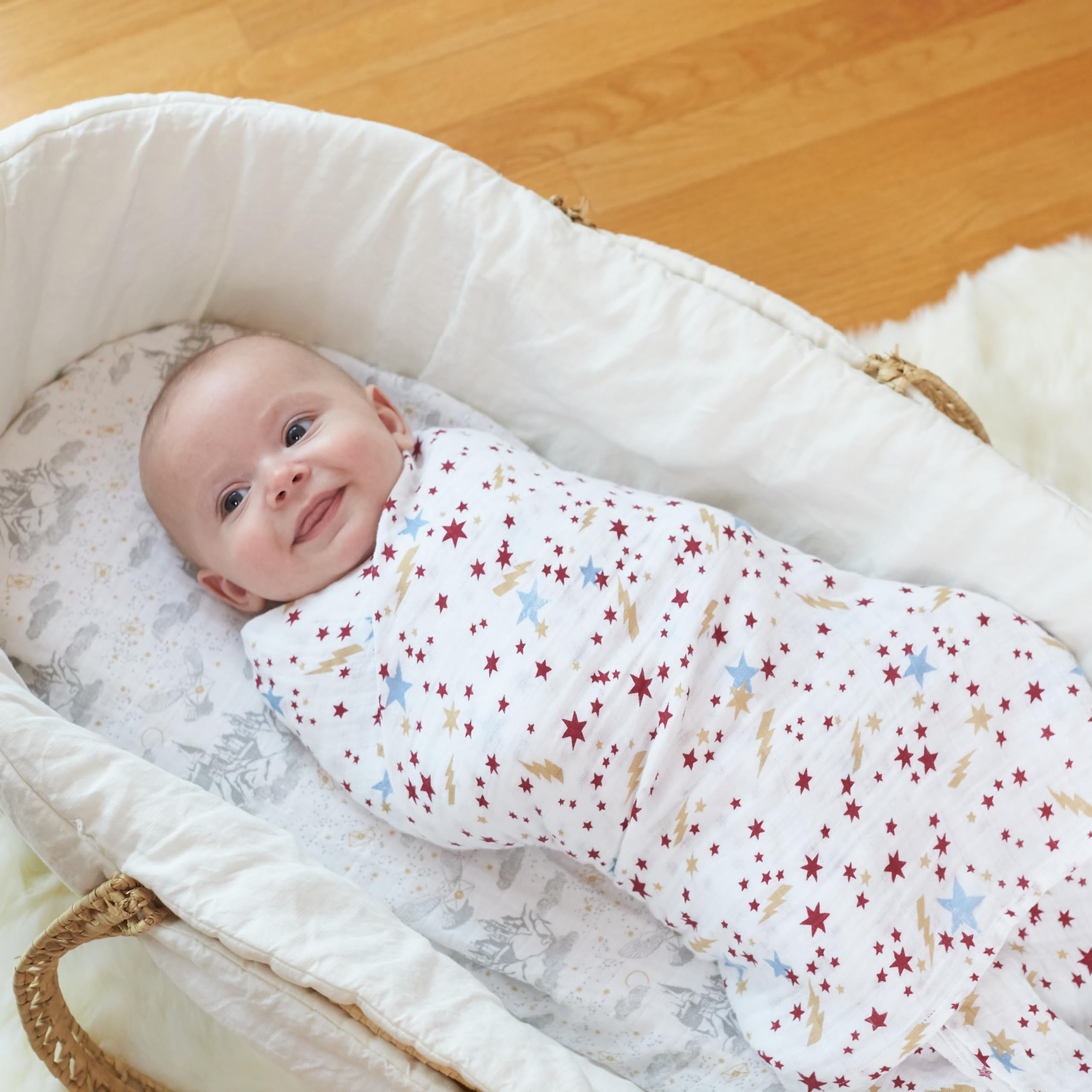 aden + anais Harry Potter swaddle blanket machine washable for easy care.