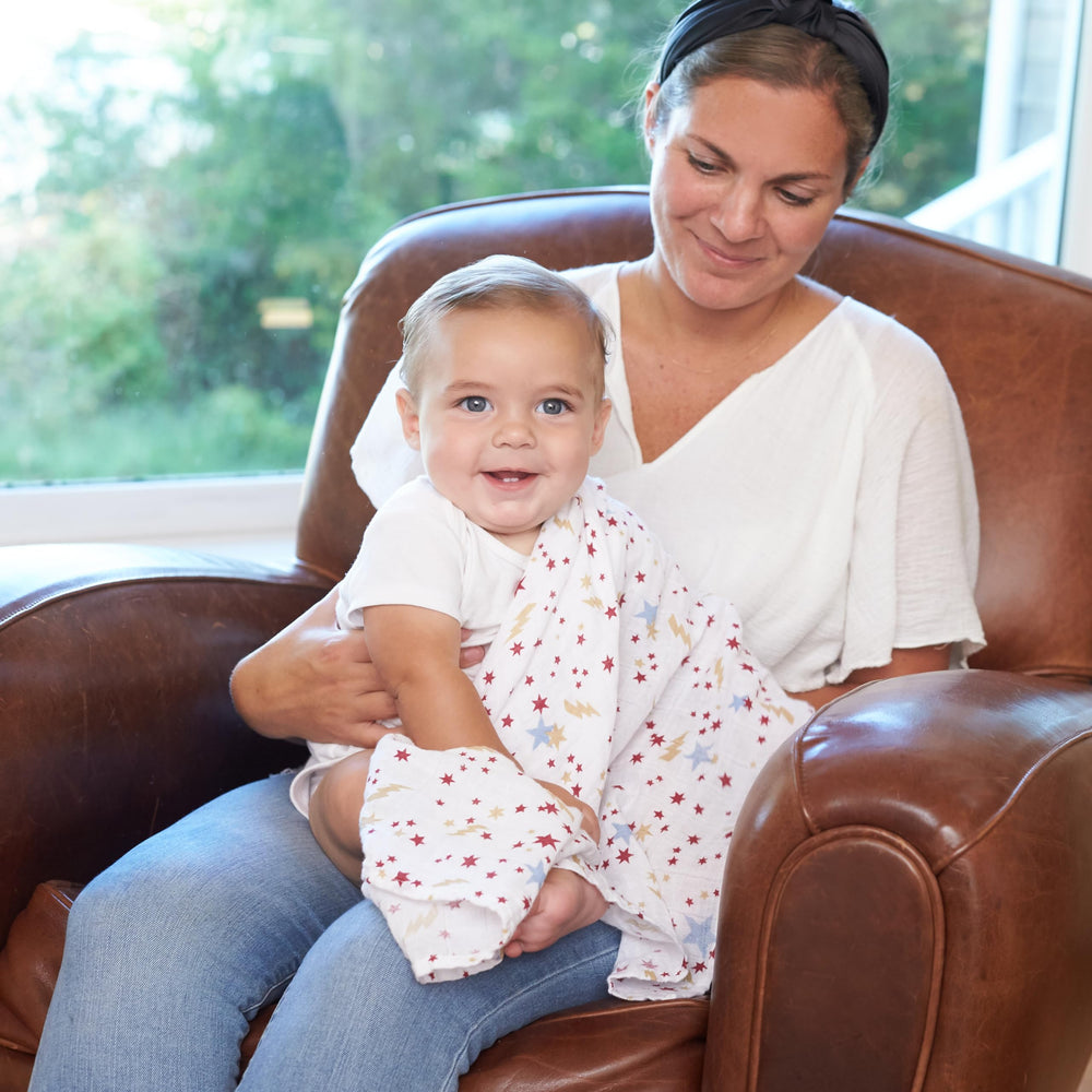 aden + anais Harry Potter swaddle blanket close-up reveals breathable muslin fibers.